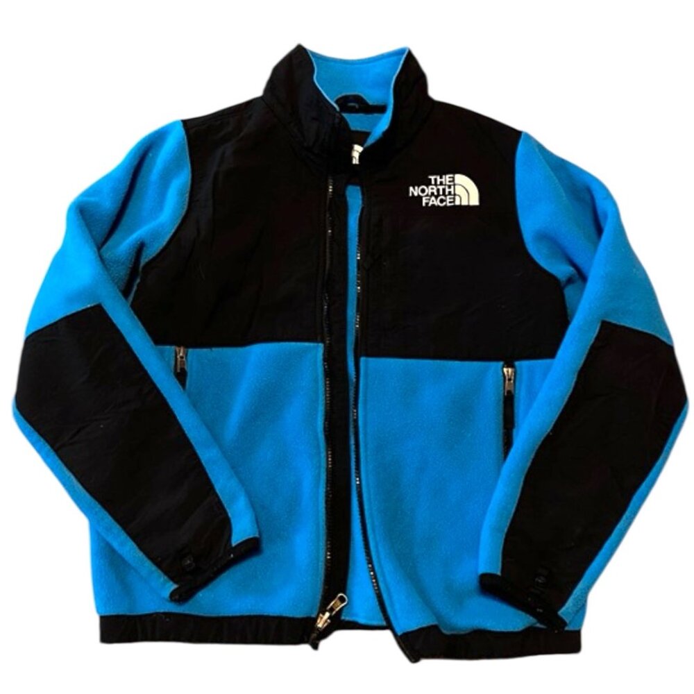 The North Face Denali Fleece Jacket Blue Black Full Zip Youth Large
